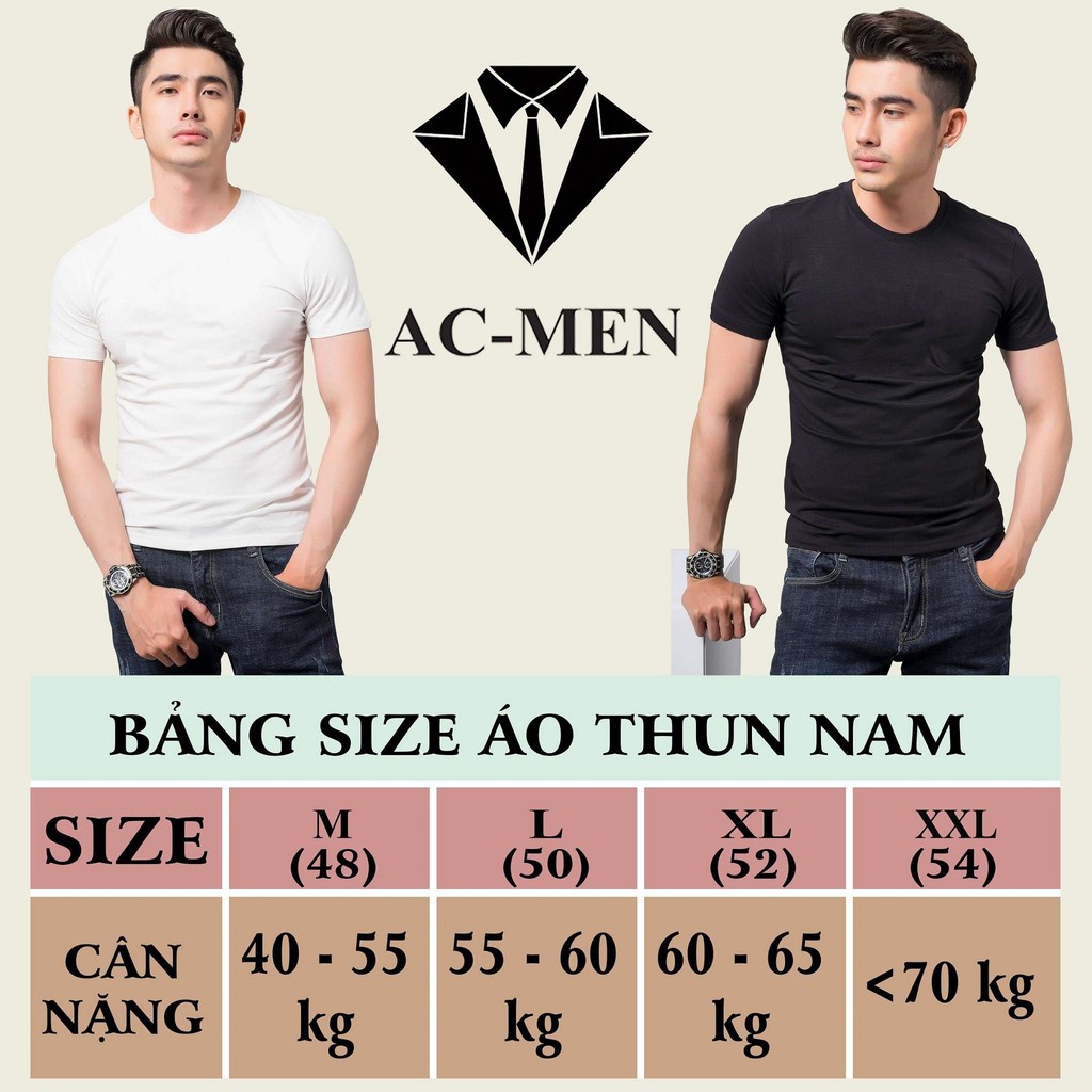 [Mã FASHIONMALLT4 giảm 15% tối đa 30K đơn 150k] Áo Thun Nam Trơn Hai Màu Đen Trắng Huyền Thoại AC MEN | BigBuy360 - bigbuy360.vn