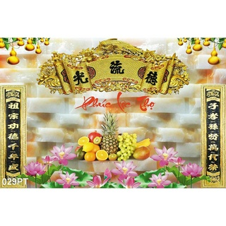 Tranh dán tường vải lụa 3d phòng thờ gia tiên tặng kèm keo dán - tranh thờ cúng - tranh mâm quả câu đối dán