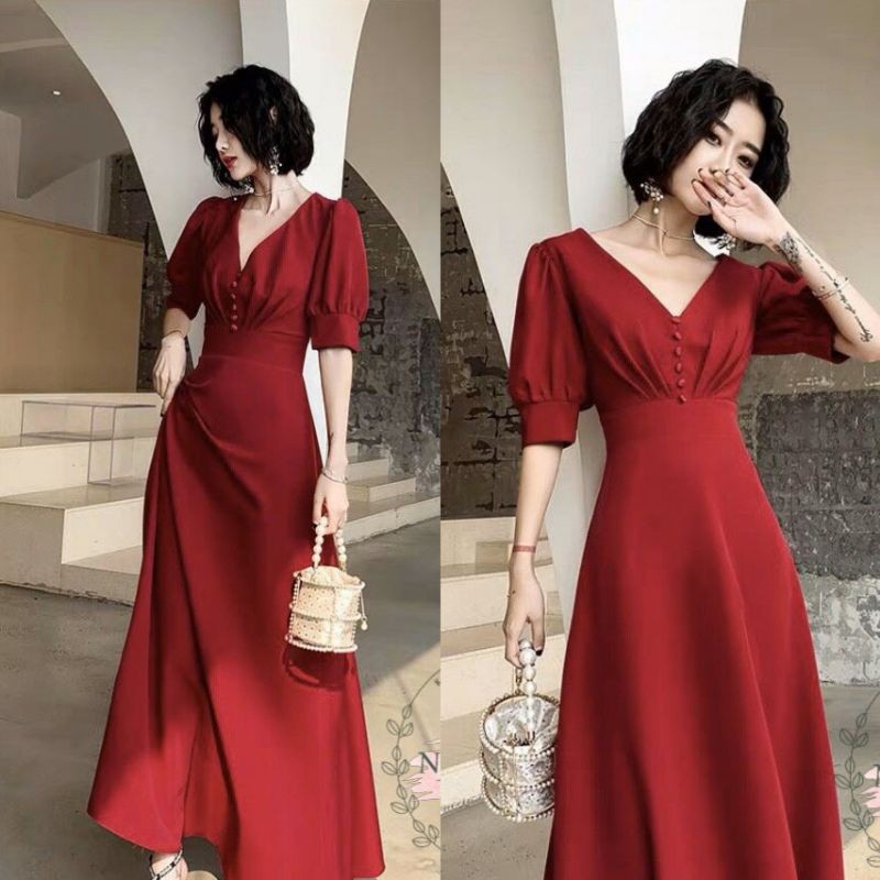 Váy Maxi Tay Phồng Cao Cấp Loại 1 Có Size M-L-XL ( ảnh + video thật ) | BigBuy360 - bigbuy360.vn