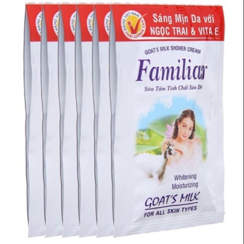 Nhập AFFINS20K [Giảm ngay 20K đơn từ 99K]Combo 24 gói sữa tắm tinh chất sữa dê Familiar Goat's Milk 5.5ml