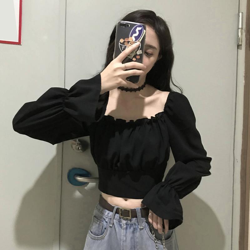 Áo cổ vuông phong cách retro Hàn Quốc 2020 sành điệu cho nữ