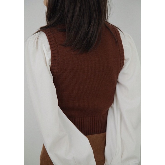 Áo Gile Checked Print Contrast Cropped Vest