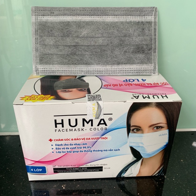 Khau trang Face Masks 4 lớp HUMA xám