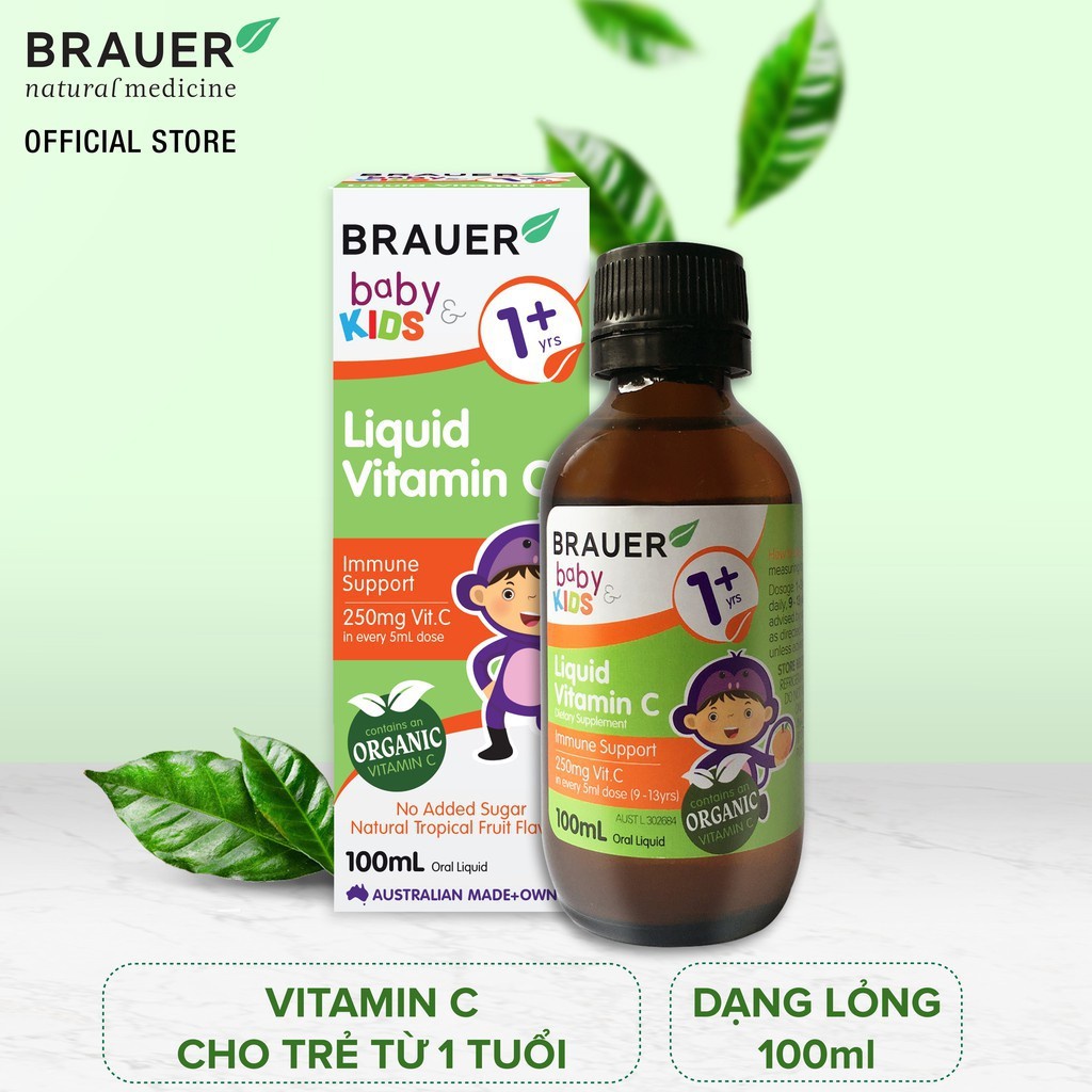 Vitamin C Brauer Liquid giúp tăng sức đề kháng cho bé trên 1 tuổi hộp 100ml
