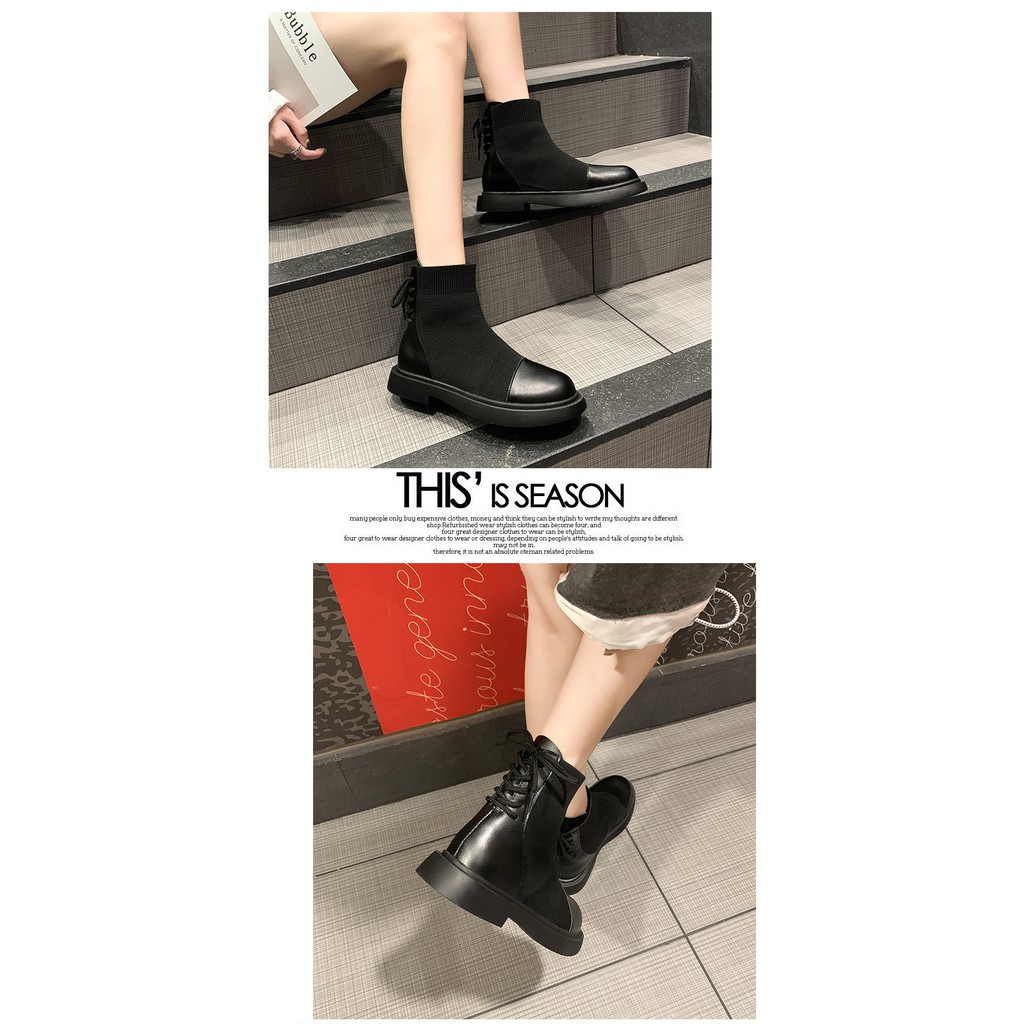Boot Nữ Da phối Thun Ôm Chân Cá Tính Siêu chất MBS331 - Seun Shoes | BigBuy360 - bigbuy360.vn