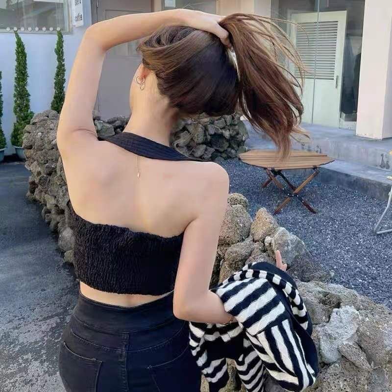 Áo nơ croptop dây buộc cổ hàng QC