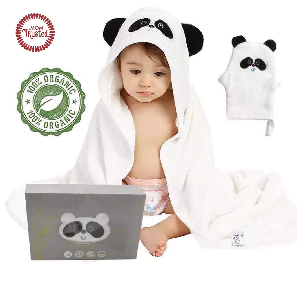 Khăn tắm choàng ủ sợi tre có mũ cho bé Mom Trusted – có bán sỉ