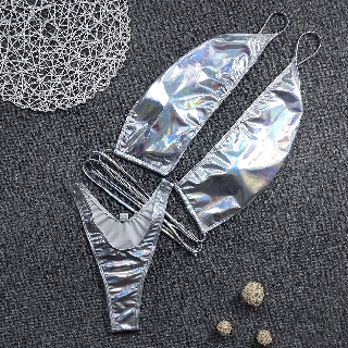 Set bikini phối dây buộc màu neon