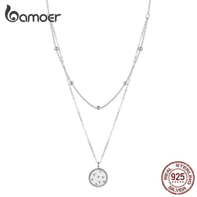 Vòng cổ Bamoer SCN365 Bạc thiết kế bầu trời đầy sao