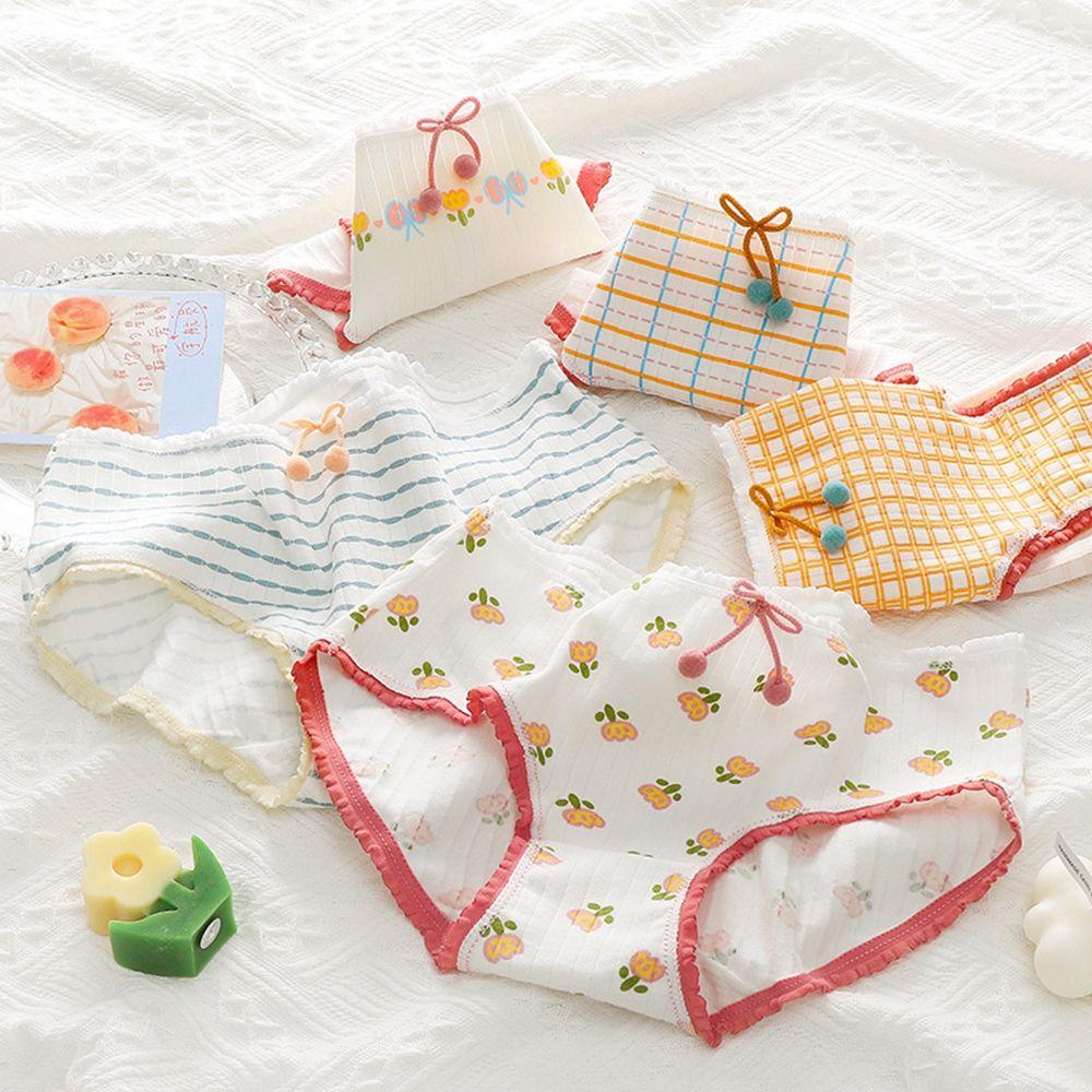 OCEANMAP Quần Lót Cotton Thoáng Khí In Họa Tiết Hoạt Hình Dễ Thương Cho Nữ