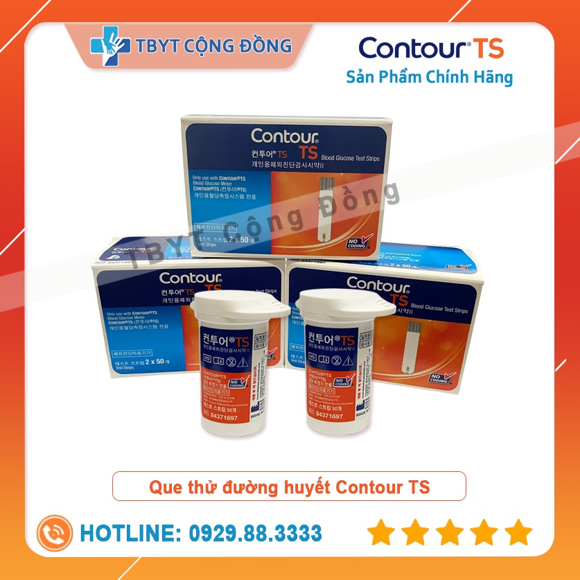 Hộp 100 Que thử đường huyết Bayer Contour TS + Tặng kim chích máu