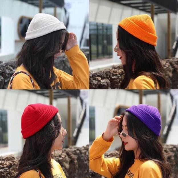 Mũ Len Beanie Trơn Dáng Ngắn 21cm :):););){ Bán Sỉ }