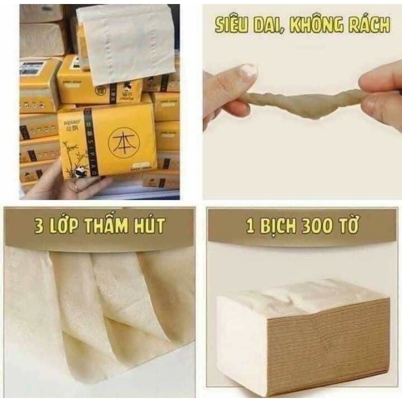 ❤️❤️ Giấy ăn gấu trúc SIPAO Loại 1 ( gói 300 tờ ) Siêu tiết kiệm.