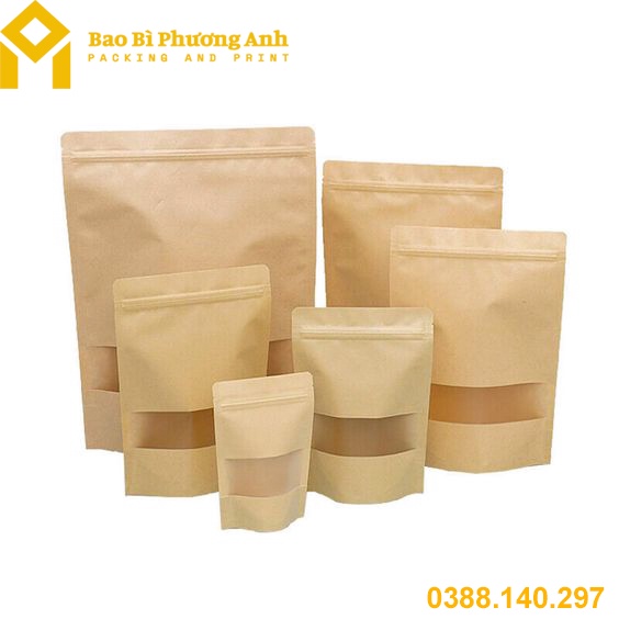 Combo 100 Chiếc Túi Zip Giấy Kraft Nâu 10x15_Bao Bì Phương Anh