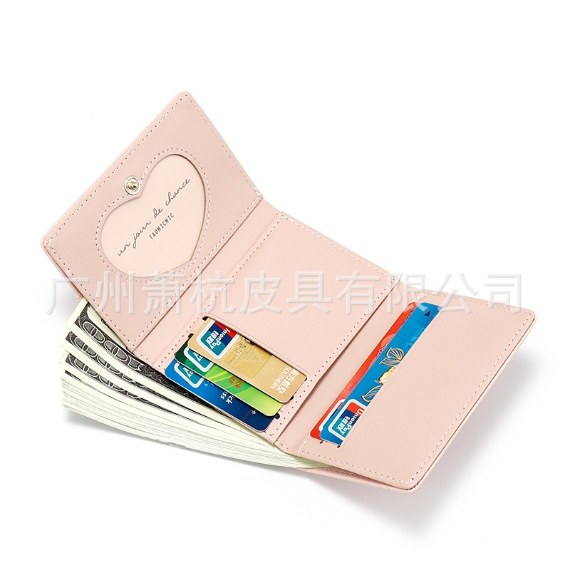 Ví ngắn gấp làm ba đựng thẻ sức chứa lớn đơn giản thời trang Hàn Quốc cho nữ