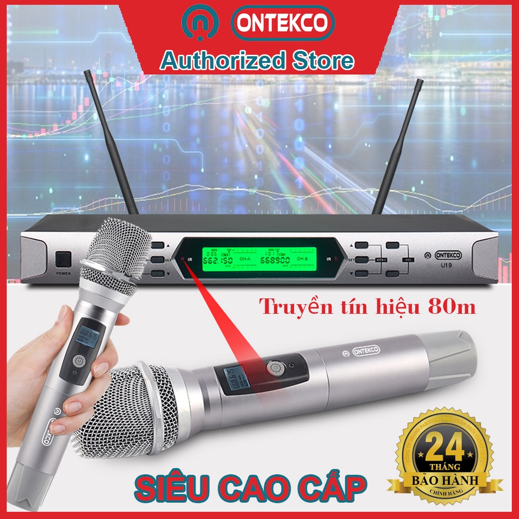 Bộ Micro KARAOKE không dây Chính hãng Ontekco E6/ E8/ MV02  - Chuyên Dụng cho Loa kéo, amply, gia đình - Bảo hành 1