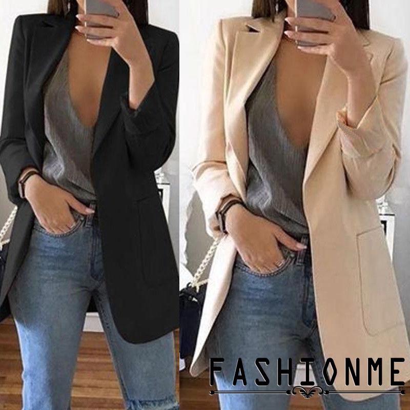 Áo khoác vest màu trơn thiết kế đơn giản thanh lịch cho nữ | BigBuy360 - bigbuy360.vn