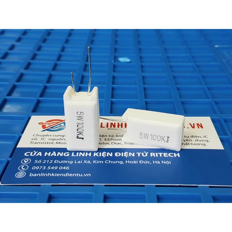[ combo 10 chiếc ] Điện trở sứ 100K 5W ký hiệu 5W100KJ chân đứng