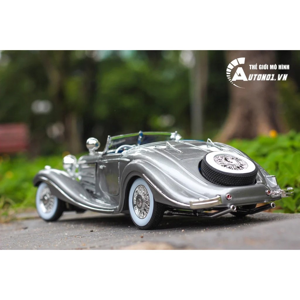 MÔ HÌNH XE MERCEDES BENZ 500K TYP SPECIAL ROADSTER 1936 GREY 1:18 MAISTO 3996