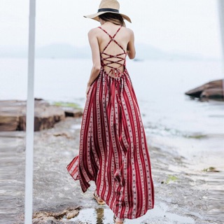 Đầm maxi hoạ tiết boho