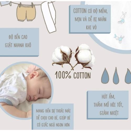 Áo quần sơ sinh Unchi cao cấp, bộ sơ sinh dài tay cúc cài giữa chất liệu pettit