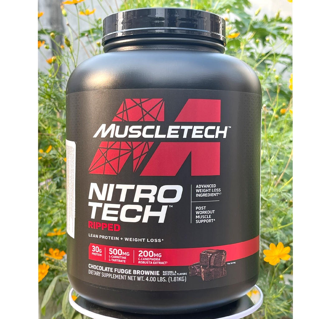 Sữa tăng cơ cực mạnh Nitro Tech Ripped của Muscletech hộp 1.8kg hỗ trợ tăng cơ giảm cân đốt mỡ cao cấp