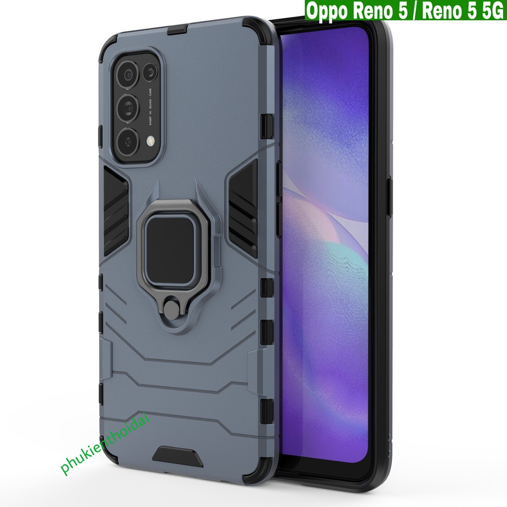 Ốp lưng Iron Man Iring Oppo Reno 5 / Reno 5 5G / Reno 6 5G / Reno 7 5G chống sốc giá đỡ mặt lưng cao cấp