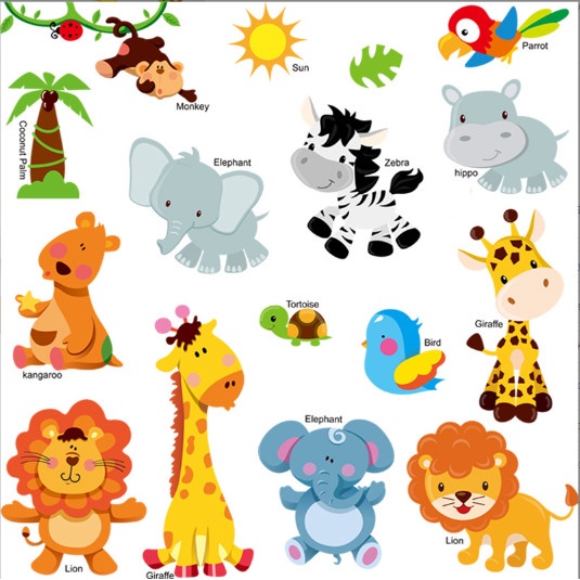 Decal trang trí tướng - Những người bạn động vật vui vẻ