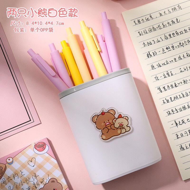 Ống Đựng Bút Nhựa Hai Ngăn Để Bàn Đa Năng Đựng Đồ Gia Dụng