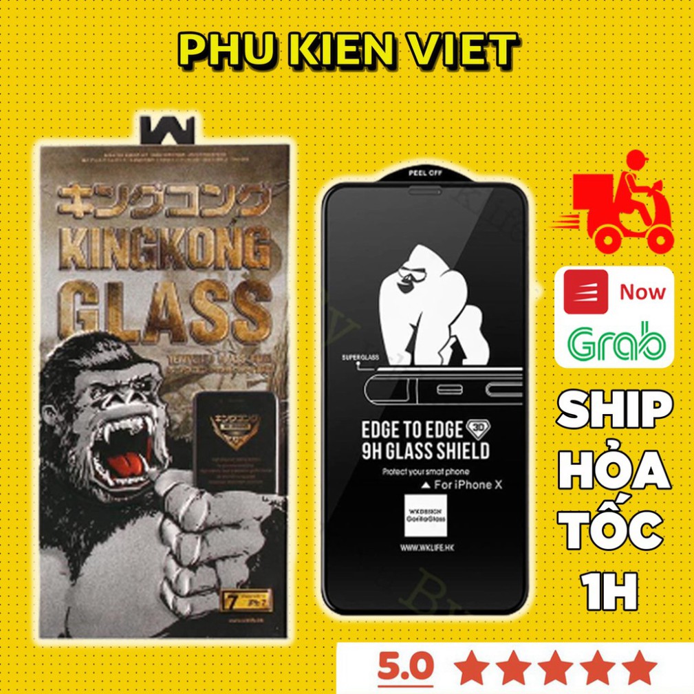 Kính Cường Lực iphone Full Màn Chính Hãng King Kong 5/5s/6/6s/6splus/7/7plus/8/8plus/x/xr/xs/11/12/pro/max/plus/promax