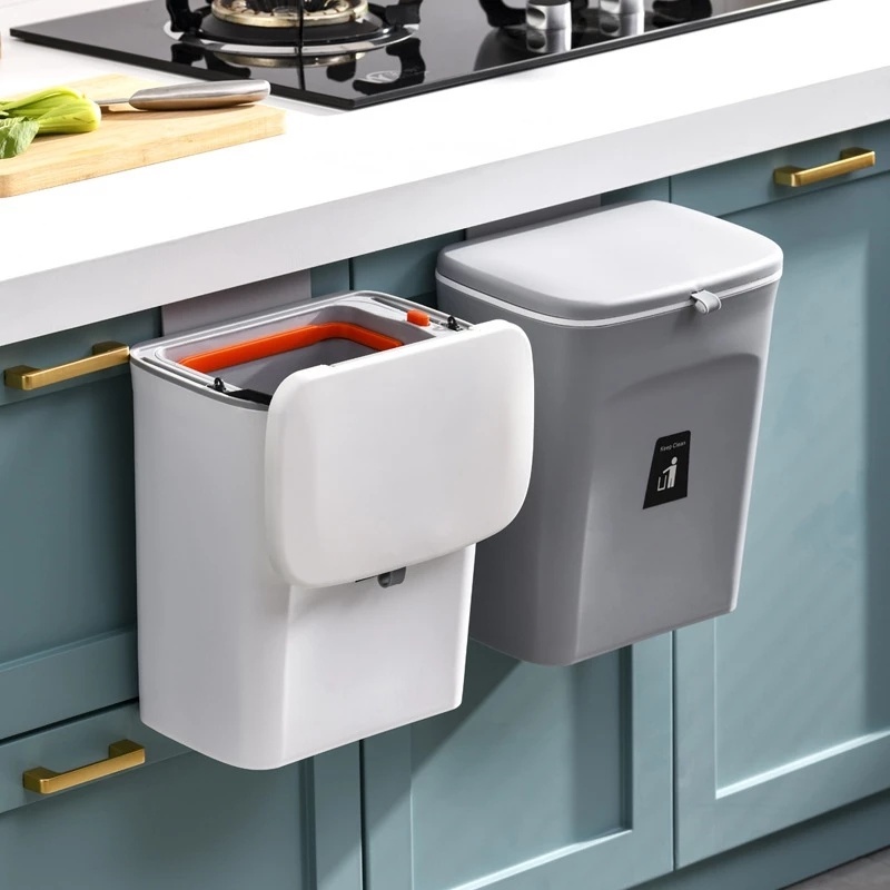 Thùng Rác Gắn Tường Cỡ Lớn 7L/9L Có Nắp Đậy Tiện Dụng Cho Nhà Bếp/ Nhà Tắm