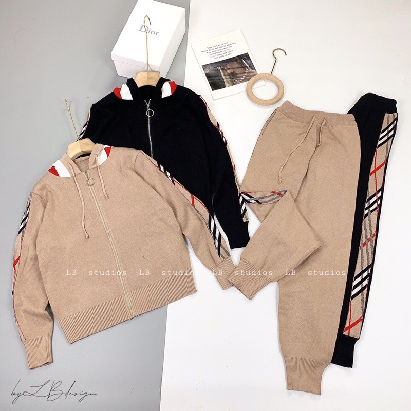 Bộ set len keo khoa bbr kẻ hang loai 1 tháng 11