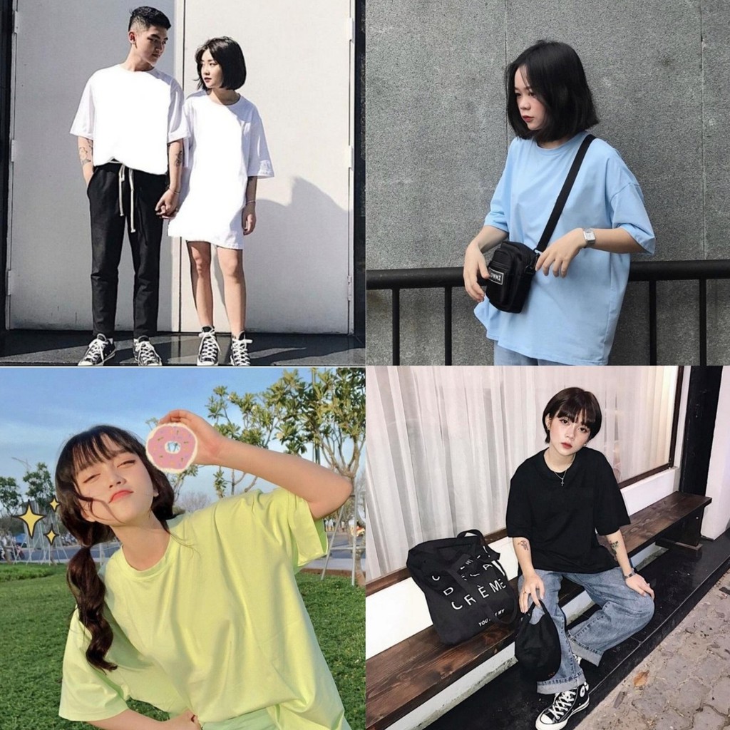 Áo Thun Trơn 6 Màu Unisex - Form Rộng Freesize < 75 kg