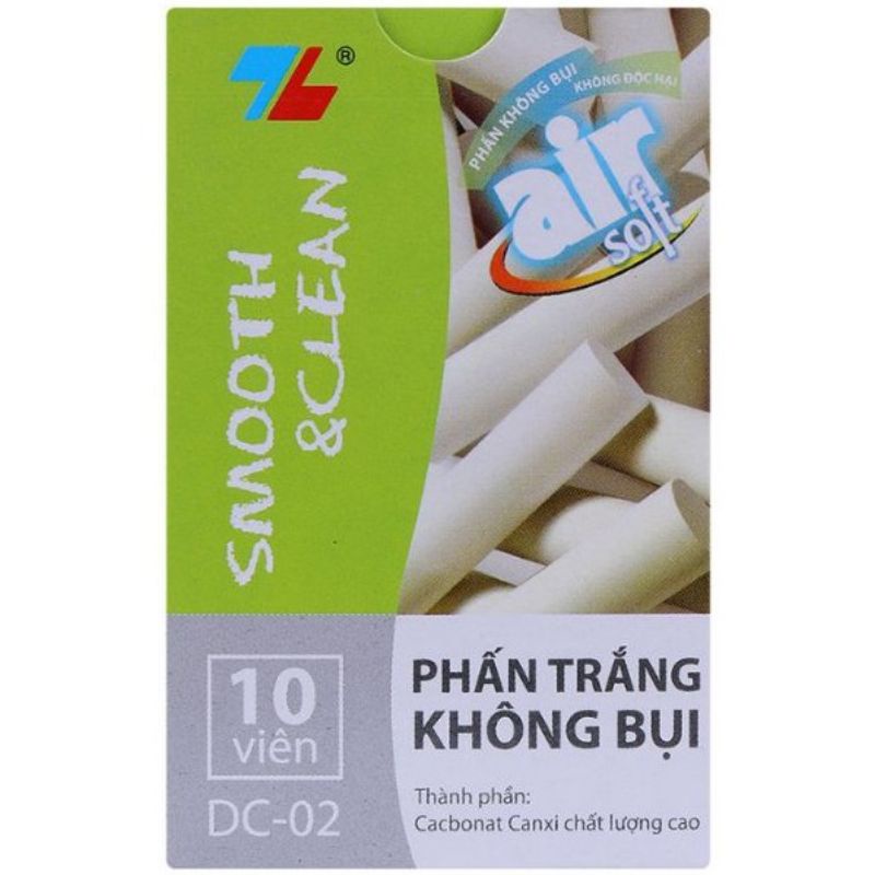 Phấn trắng, phấn viết bảng không bụi, an toàn TL DC-02, Set 2 hộp phấn