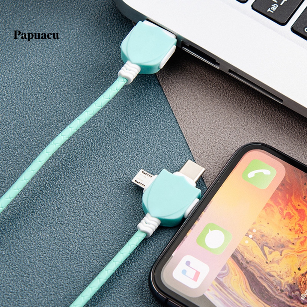 Cáp sạc nhanh 3 trong 1 2.1a 8 chân nối type-c micro usb dành cho android