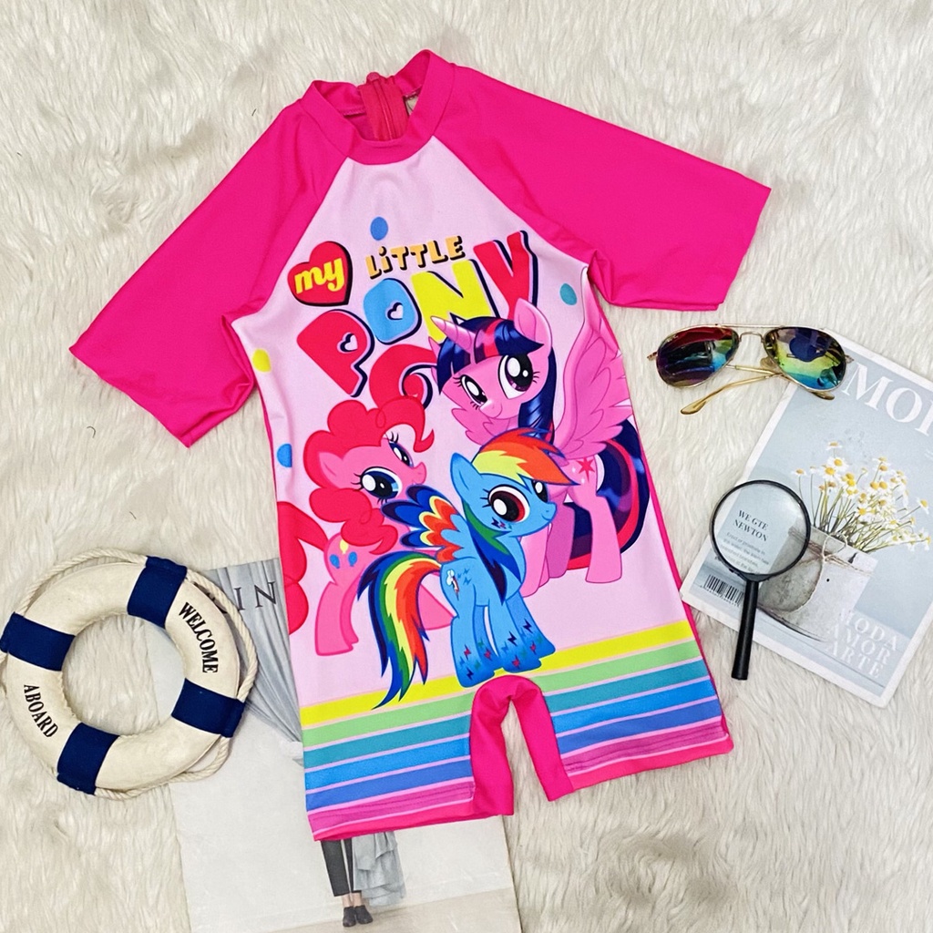 Bộ đồ bơi liền thân in họa tiết cá mập baby shark, khủng long, elsa và pony cho bé trai  bé gái đi biển đi bơi