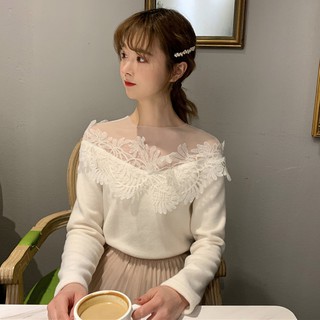 Áo tay dài phối lưới ren ulzzang