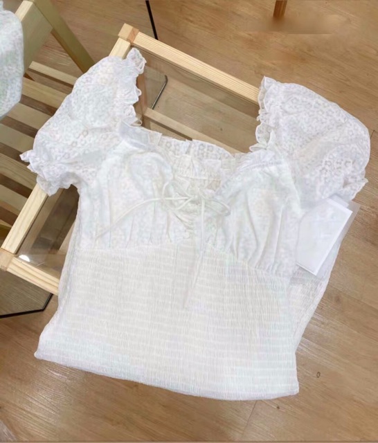 Váy trắng body tay bồng ulzzang