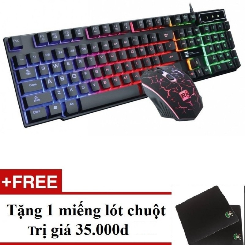 [Giảm giá thần tốc] [FREESHIP-150K] COMBO PHÍM CHUỘT GIẢ CƠ LED R8-1910 CHUYÊN GAME - TẶNG PAD