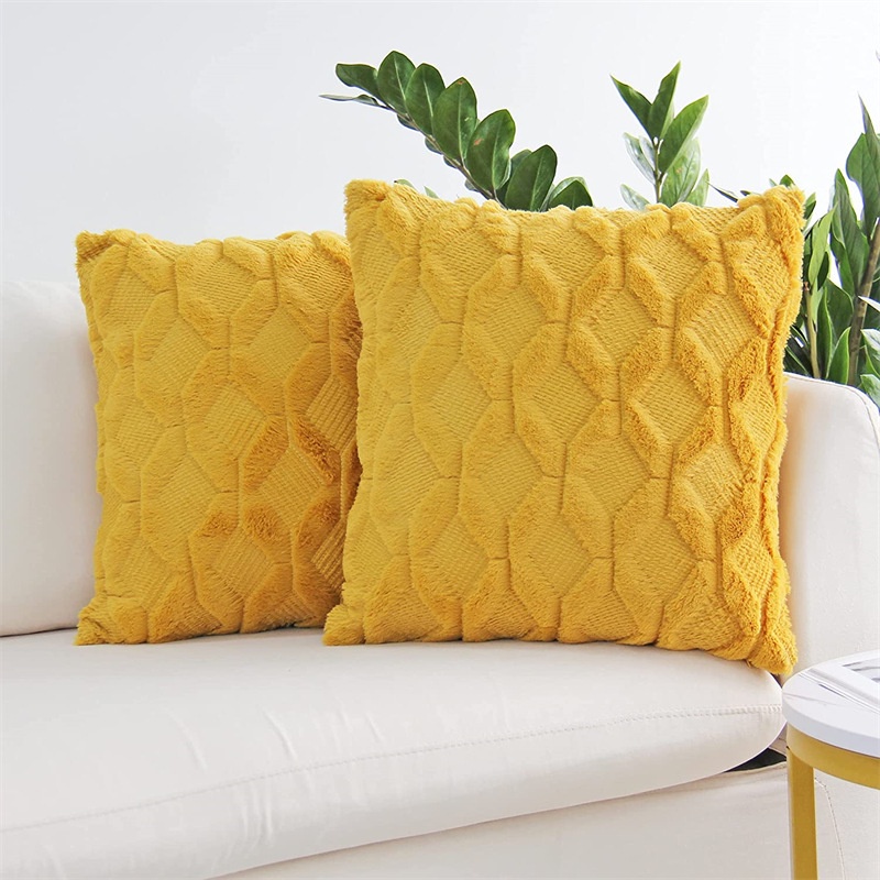 Vỏ gối nhung mềm hình vuông họa tiết kim cương dùng trang trí nhà/ ghế sofa/ phòng ngủ