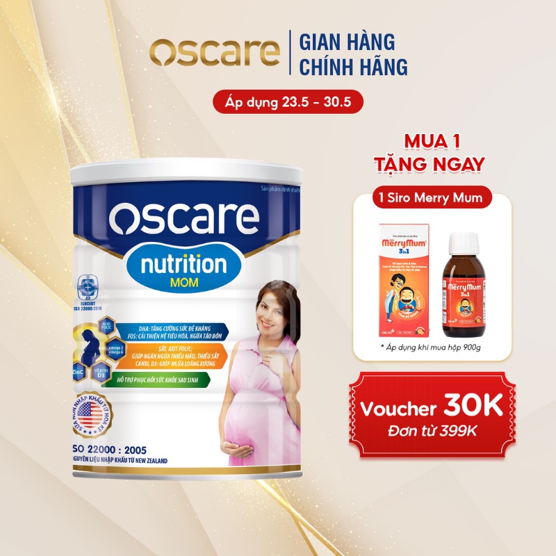 Sữa Bầu OSCARE Nutrition Mom Thơm Ngon Dễ Uống, Bổ Sung Dinh Dưỡng Cho Mẹ Và Bé Hộp 900g