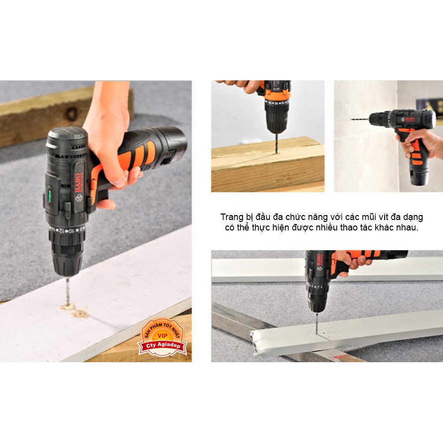 Máy bắt vít, Máy khoan siêu xịn 2 Pin sạc 25W Đa tốc độ mạnh mẽ + Vali nhiều phụ kiện