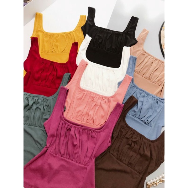 Áo 3 lỗ croptop rúm xinh nhiều màu