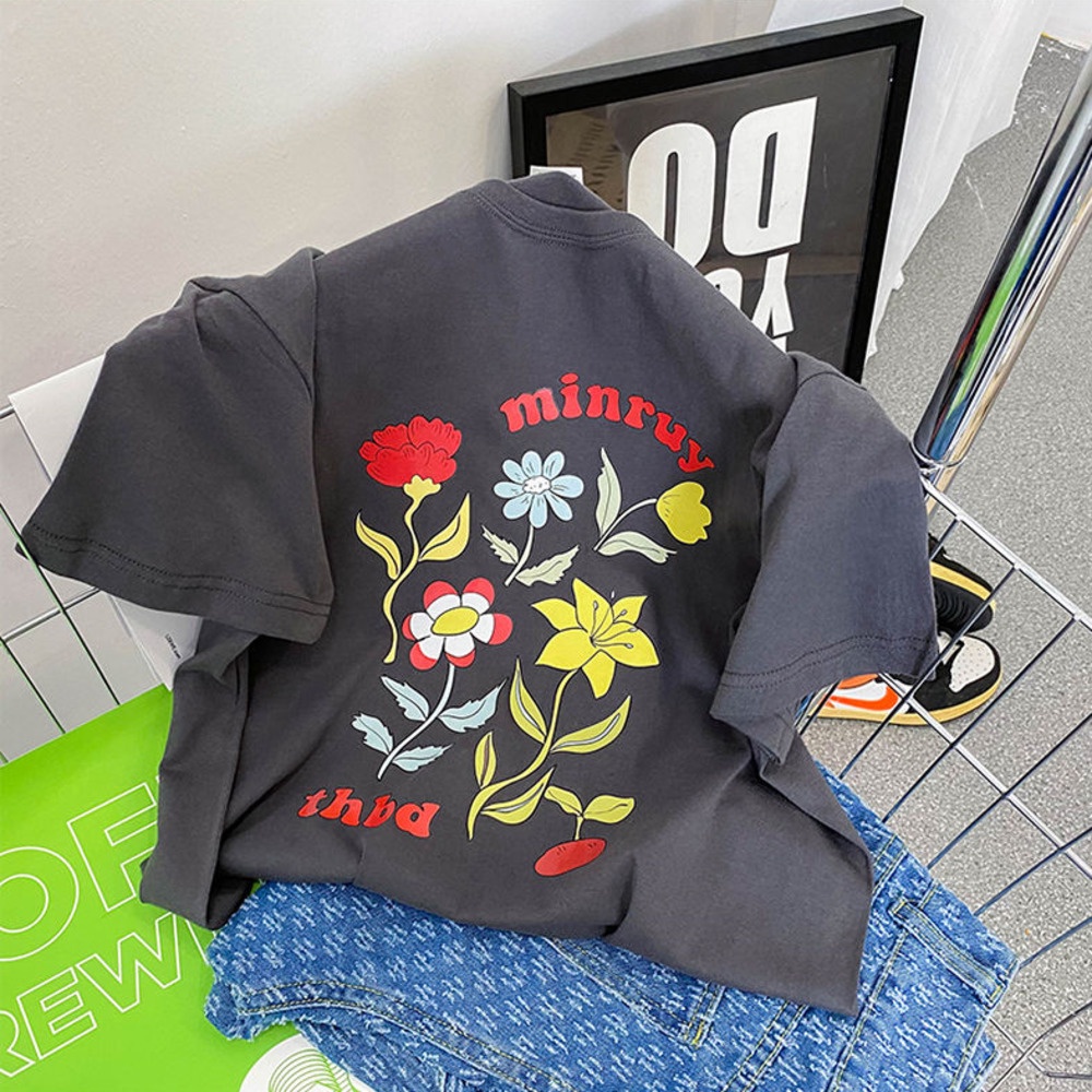 Áo Thun Tay Ngắn Dáng Rộng In Họa Tiết Thời Trang Mùa Hè Phong Cách Hàn Quốc Mới Cho Nữ