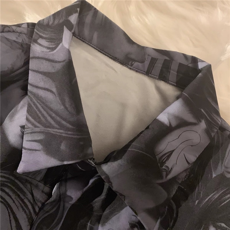 Áo sơ mi ngắn tay nam nữ vintage vải lụa thoáng mát cao cấp