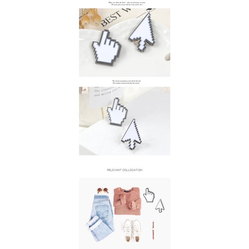 Huy hiệu cài áo hình mũi tên/cửa sổ màu trắng tráng men cho nam và nữ