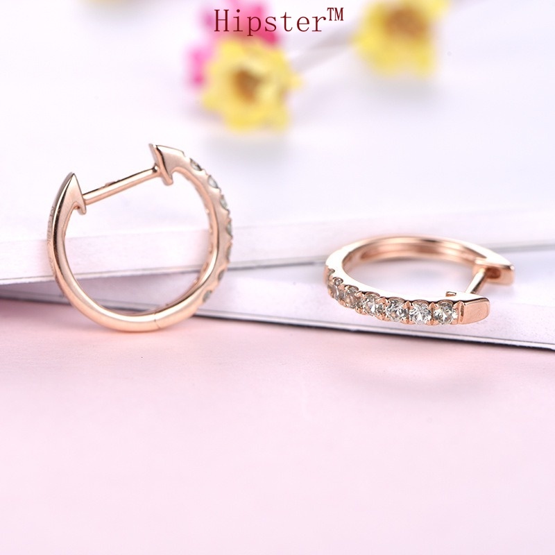 Khuyên Tai Đính Đá Ruby Giả Kim Cương Toàn Bộ