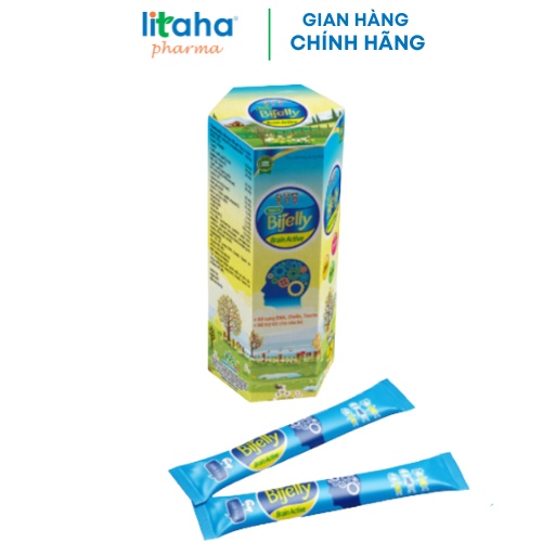 Brain Active Bijelly- Bổ Sung DHA, Giúp Phát Triển Não Bộ- Hàng chính hãng BIMIPharma 20 gói/Hộp 300g dạng Thạch
