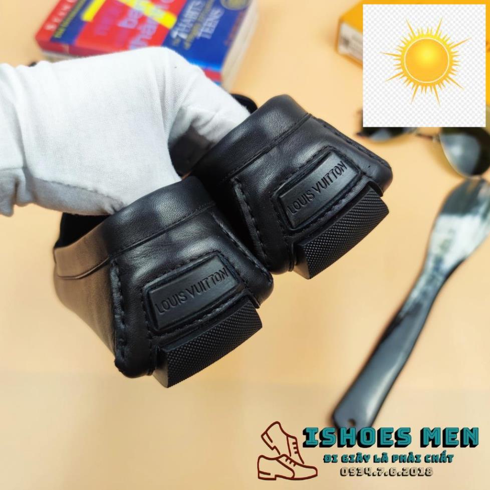 🤺 Giày lười da nam, Giầy Mọi Moca LV Nam Phiên Bản Màu Đen Thời Trang Da Bò Xịn Chuẩn Form Nhập Khẩu Full Box 🤺