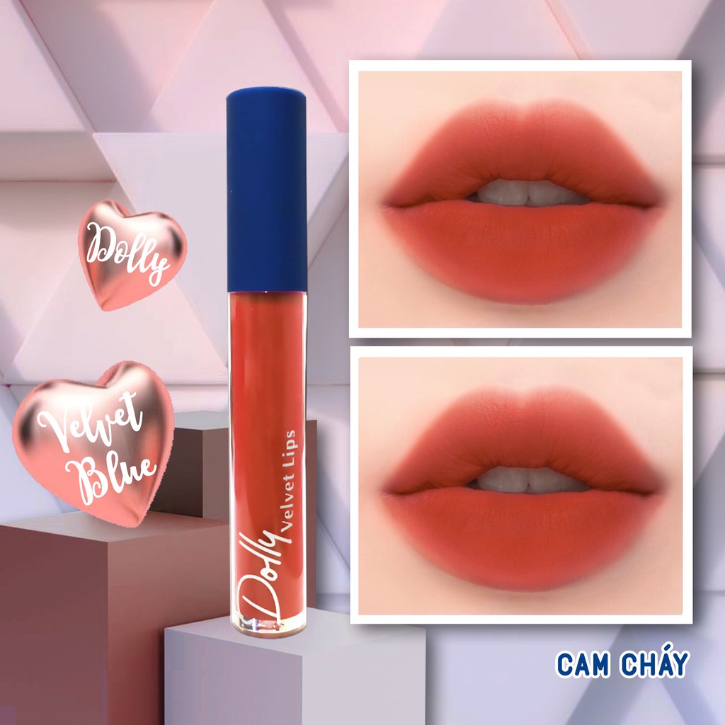 [Cam Cháy ]Son Cao Cấp Dolly Velvet Lips Blue Classic 2020 Màu Cam Cháy Rất Tây Chất Son Mềm Mịn Như Nhung | BigBuy360 - bigbuy360.vn